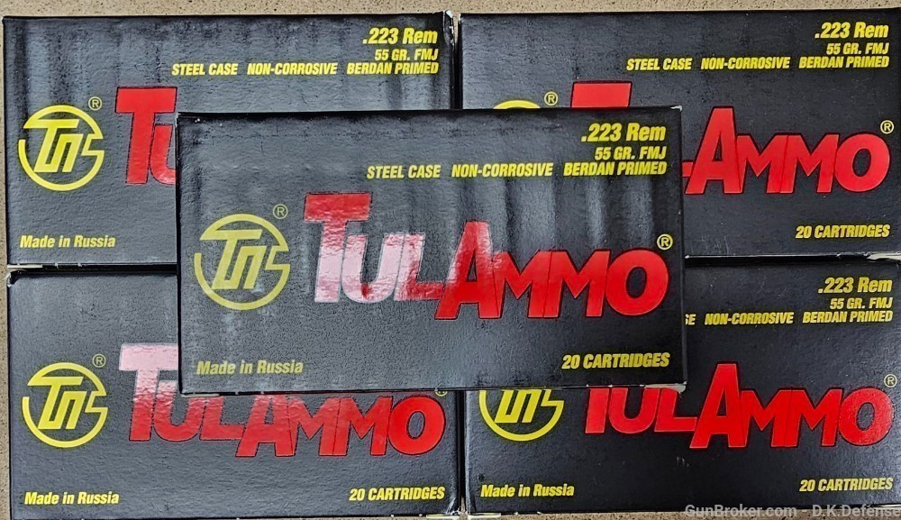 100 Rounds TulAmmo Steel Cased 223 Made in Russia 814950011159-img-0