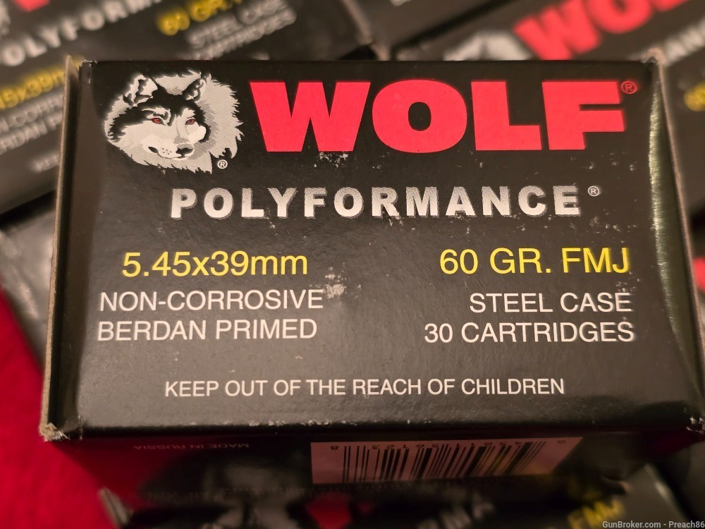 5.45x39 Ammo 540 Rounds of Wolf FMJ with Ammo Can. Made In Russia-img-2