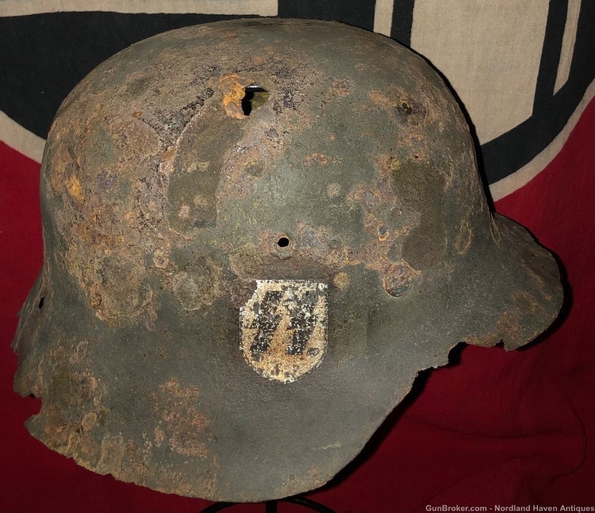 Original WW2 German SS M42 Uniform Helmet Battlefield Excavation Germany-img-0