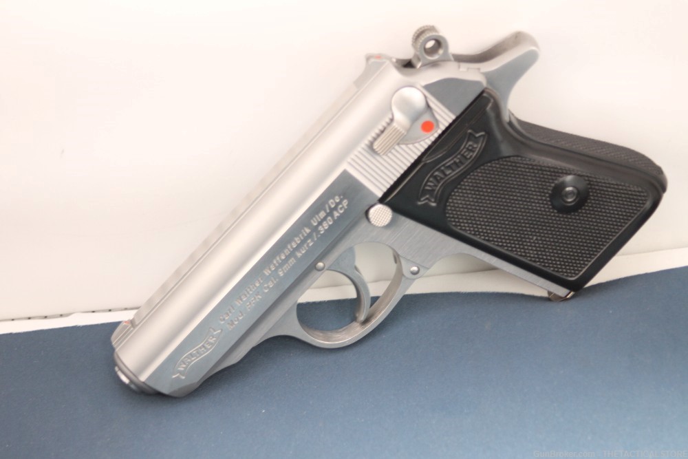 STAINLESS STEEL,WALTHER PPK IN .380, WITH HARD CASE TWO MAGS.-img-6