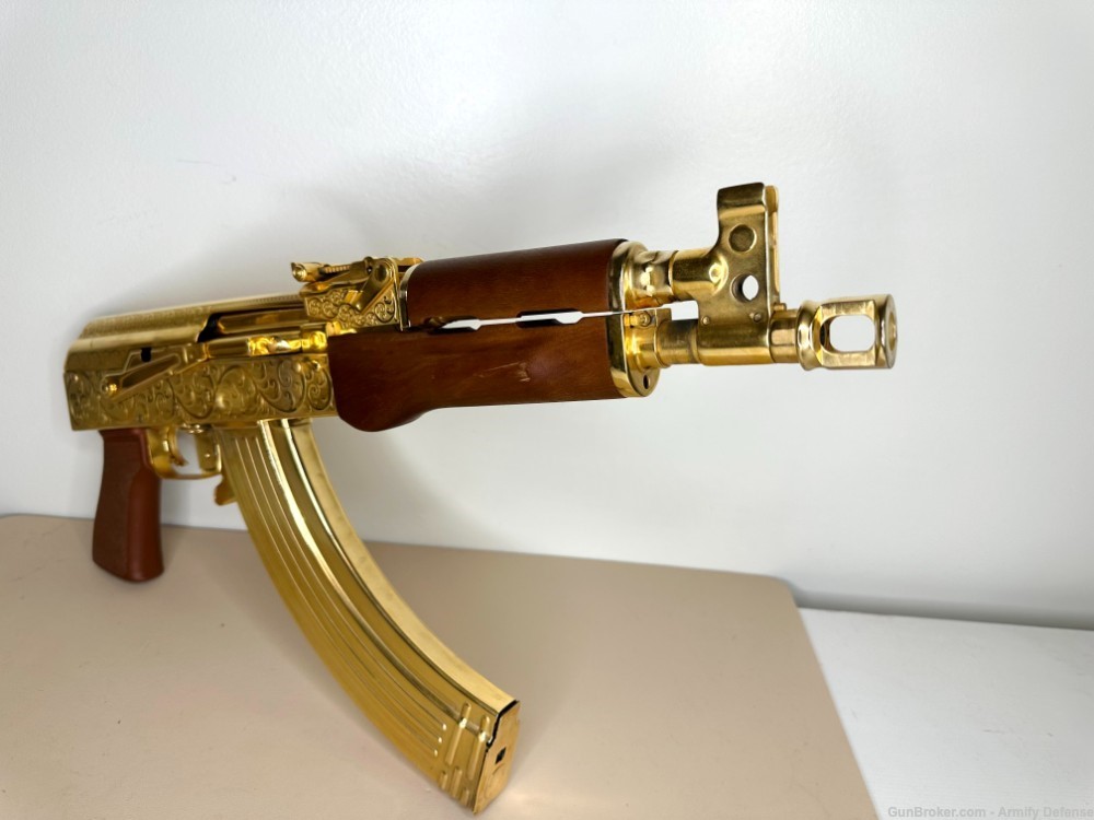 24k GOLD ENGRAVED AK 47 Draco Pistol!-img-9