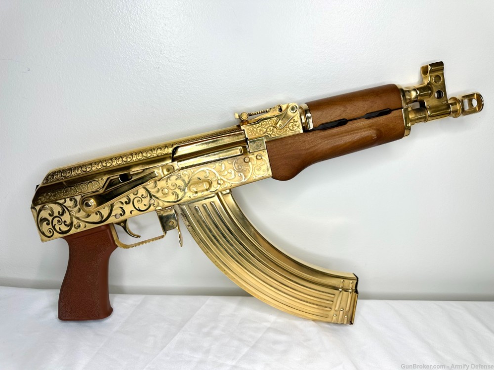 24k GOLD ENGRAVED AK 47 Draco Pistol!-img-0
