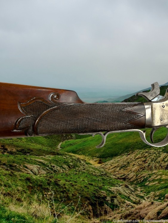 J Stevens Tip Up BP Rifle .32 Rimfire 26" BBL  custom carved fore-end -img-4