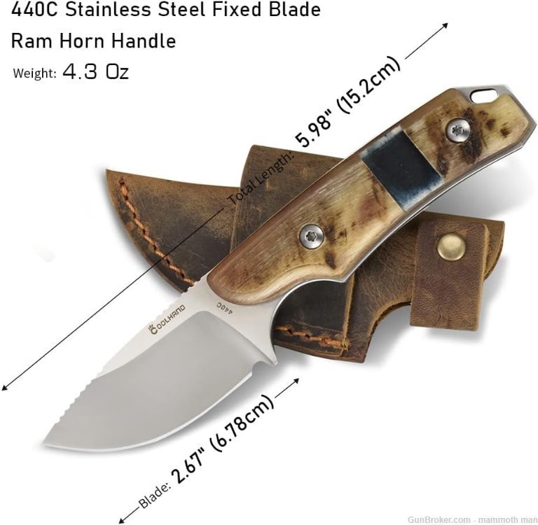 Skinner knife Ram horn leather sheath-img-1