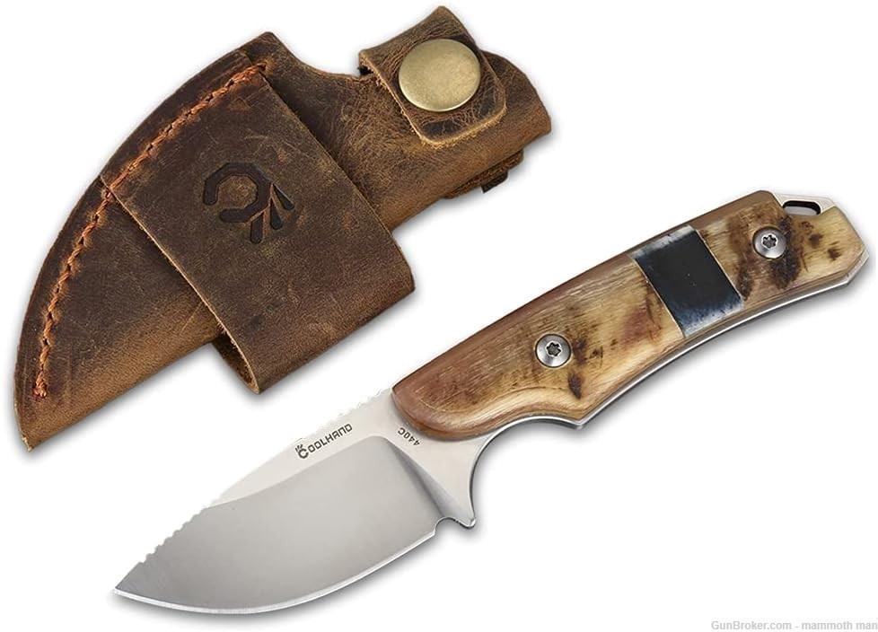 Skinner knife Ram horn leather sheath-img-0