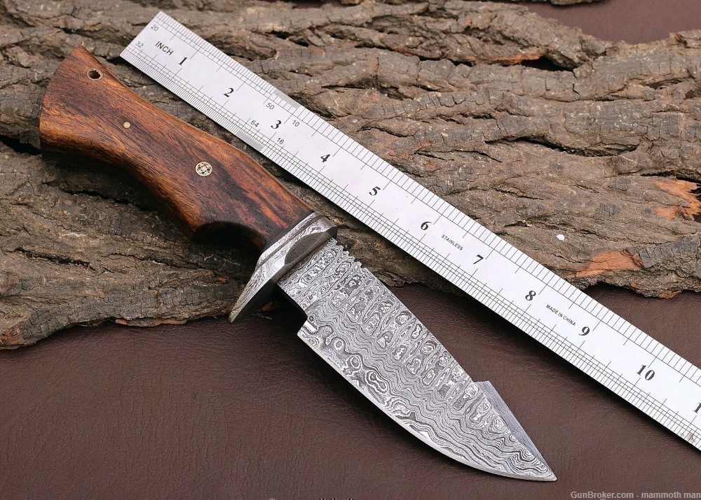  Damascus knife Custom sheath walnut handle-img-1