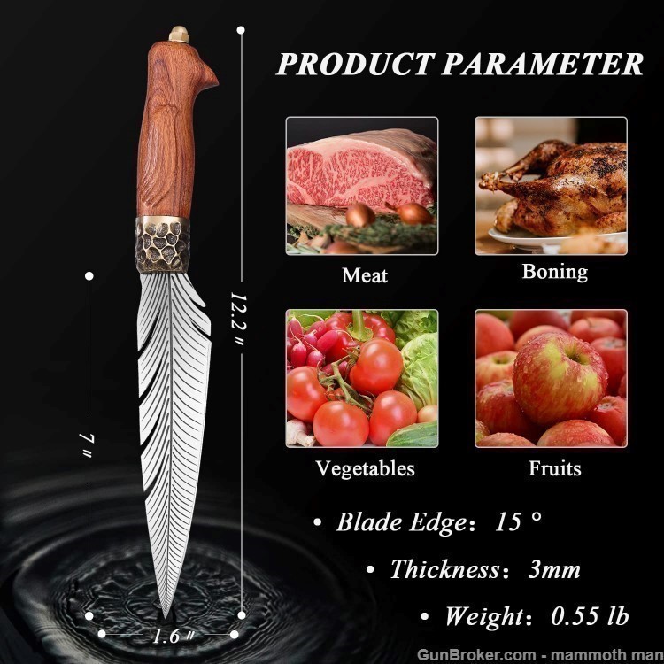 Feather Kitchen Knife Hand Forged-img-0