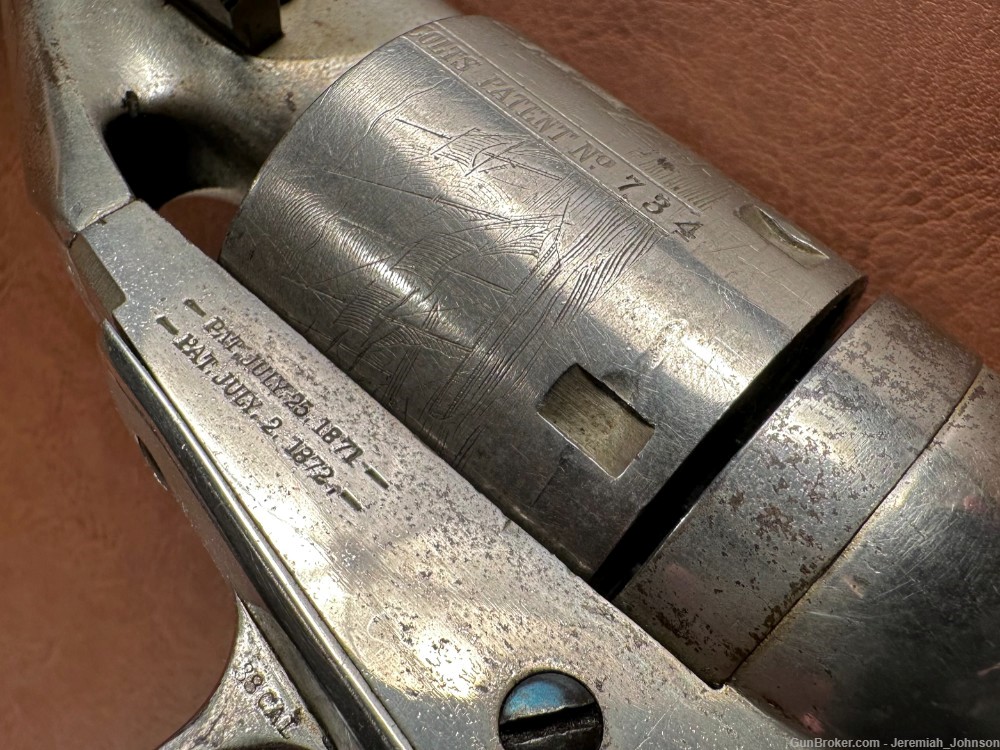 1861 Colt Navy Factory Conversion Revolver HIGH CONDITION .38 CF Nickel-img-5