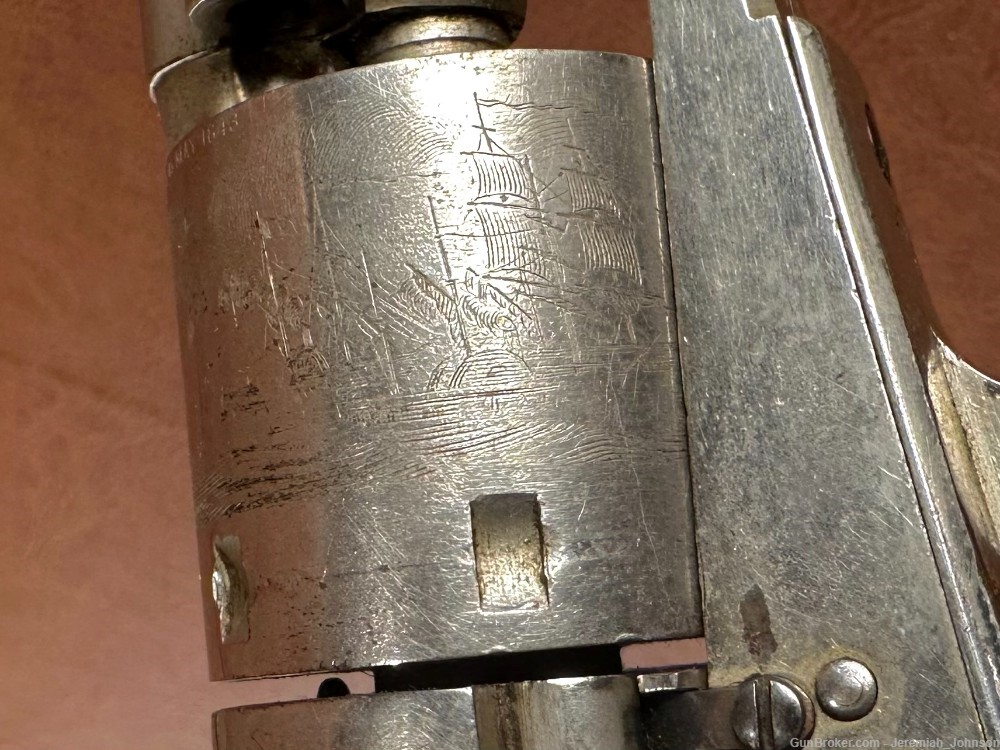 1861 Colt Navy Factory Conversion Revolver HIGH CONDITION .38 CF Nickel-img-9