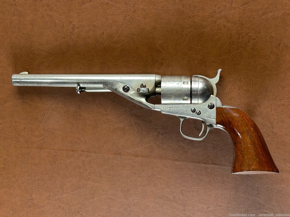 1861 Colt Navy Factory Conversion Revolver HIGH CONDITION .38 CF Nickel-img-1
