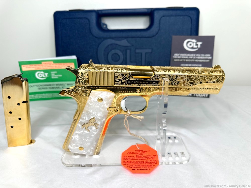 Colt 1911 24k GOLD ENGRAVED custom -img-1