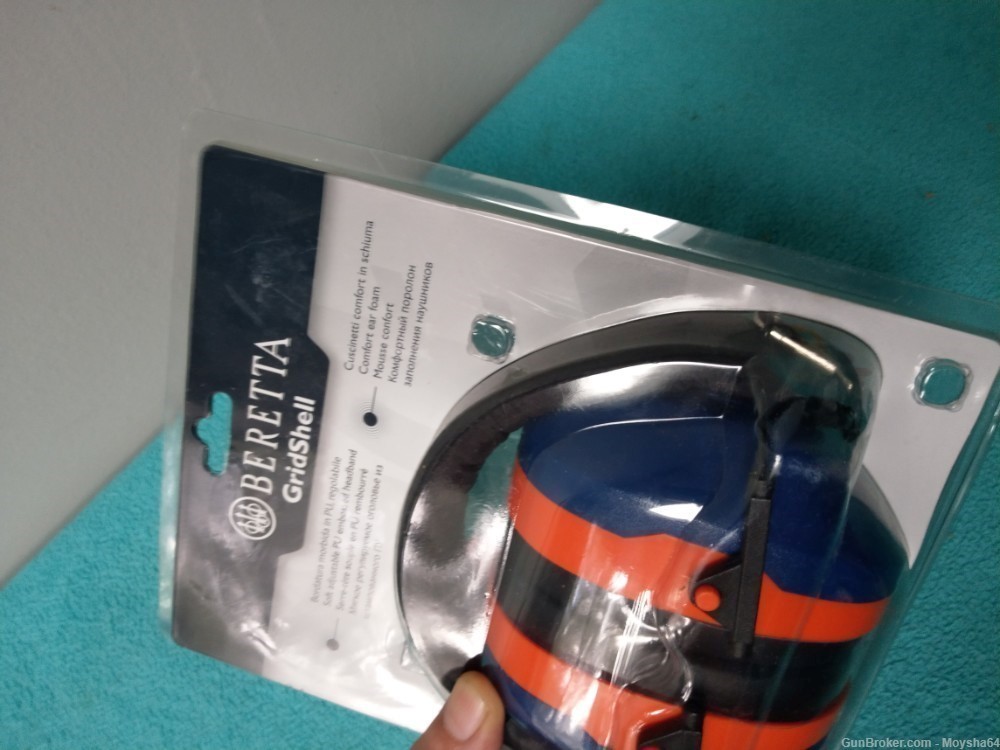 Beretta GridShell Earmuff Ear Protection Blue / Orange made in Italy-img-4