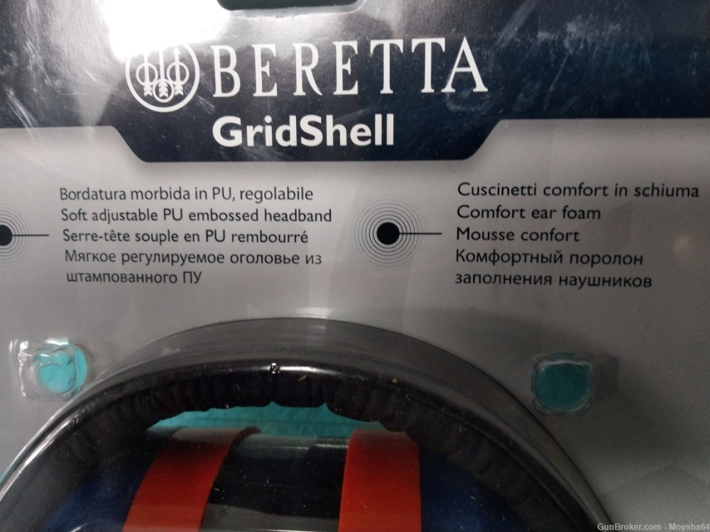 Beretta GridShell Earmuff Ear Protection Blue / Orange made in Italy-img-1