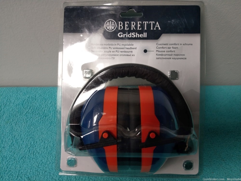 Beretta GridShell Earmuff Ear Protection Blue / Orange made in Italy-img-11