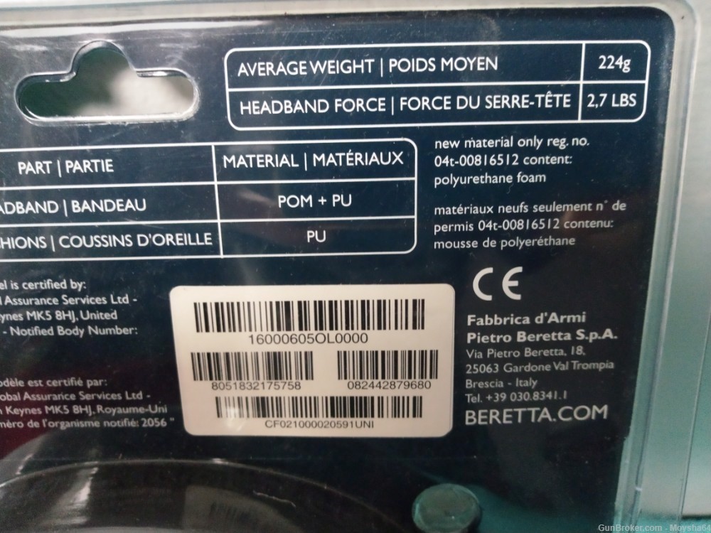 Beretta GridShell Earmuff Ear Protection Blue / Orange made in Italy-img-3