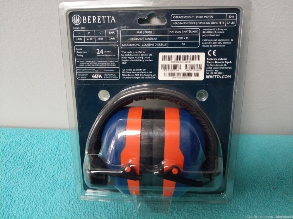 Beretta GridShell Earmuff Ear Protection Blue / Orange made in Italy-img-8