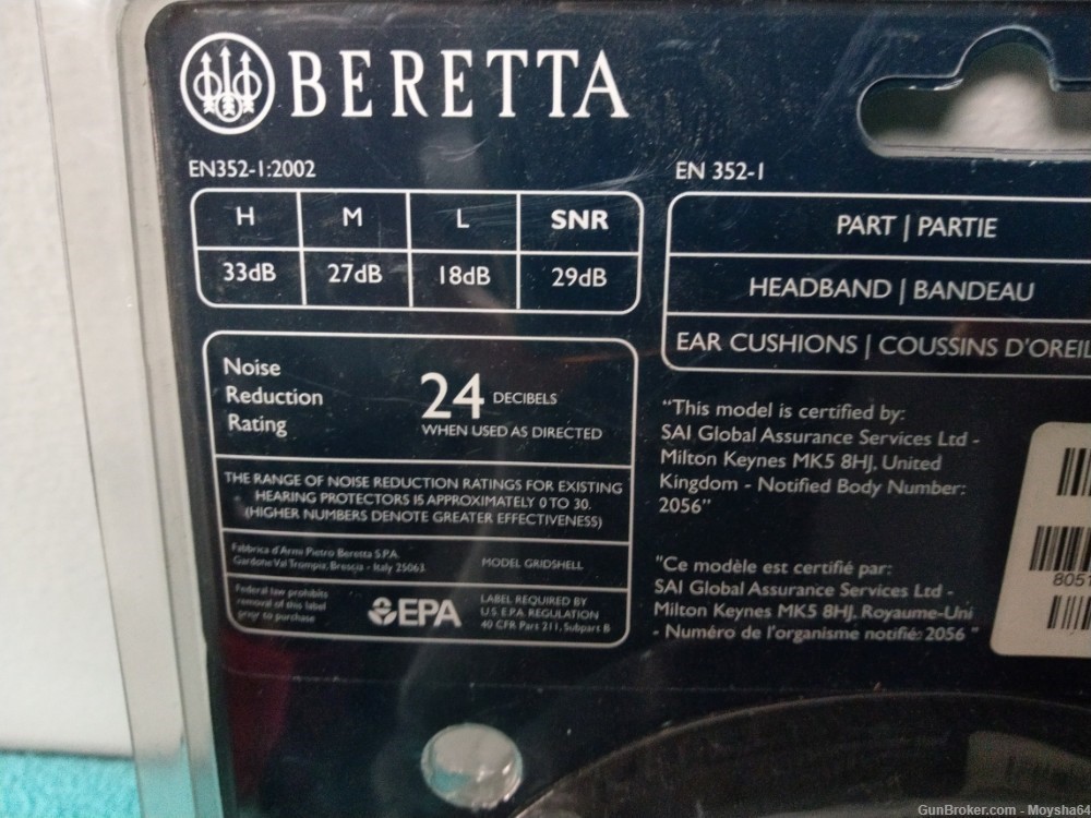 Beretta GridShell Earmuff Ear Protection Blue / Orange made in Italy-img-9