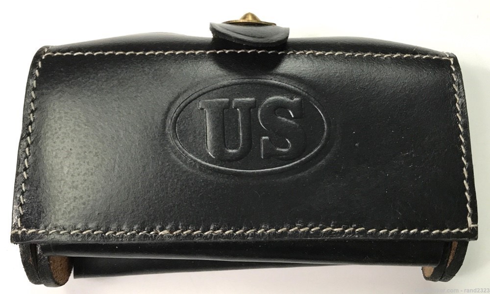 INDIAN WARS US UNION "US" MARKED M1874 MCKEEVER .45-70 AMMO POUCH-BLACK -img-0