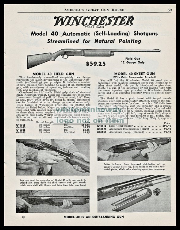 1942 WINCHESTER Model 40 12 gauge Field Gun Shotgun Original AD-img-0