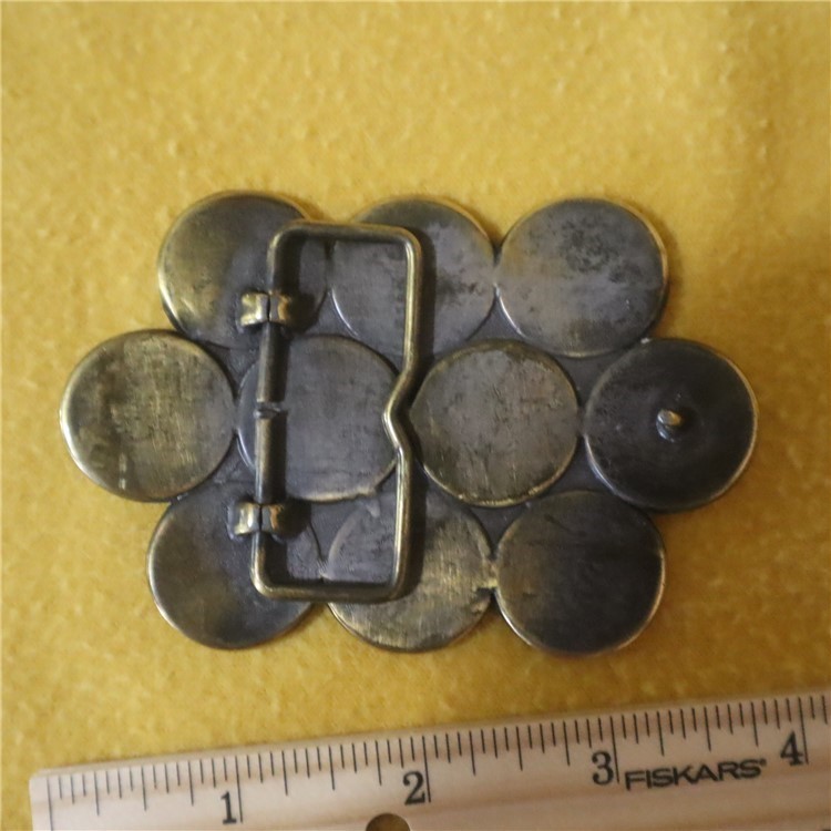 Belt Buckle, Brass inlaid with Indian Head Pennies 1863-1906-img-2