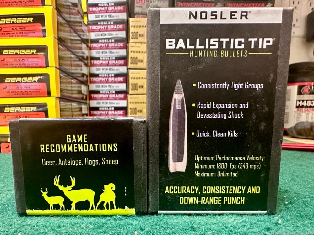 100 qty 30 Cal .308" 180 gr Nosler Ballistic Tip Hunting Bullets-img-1