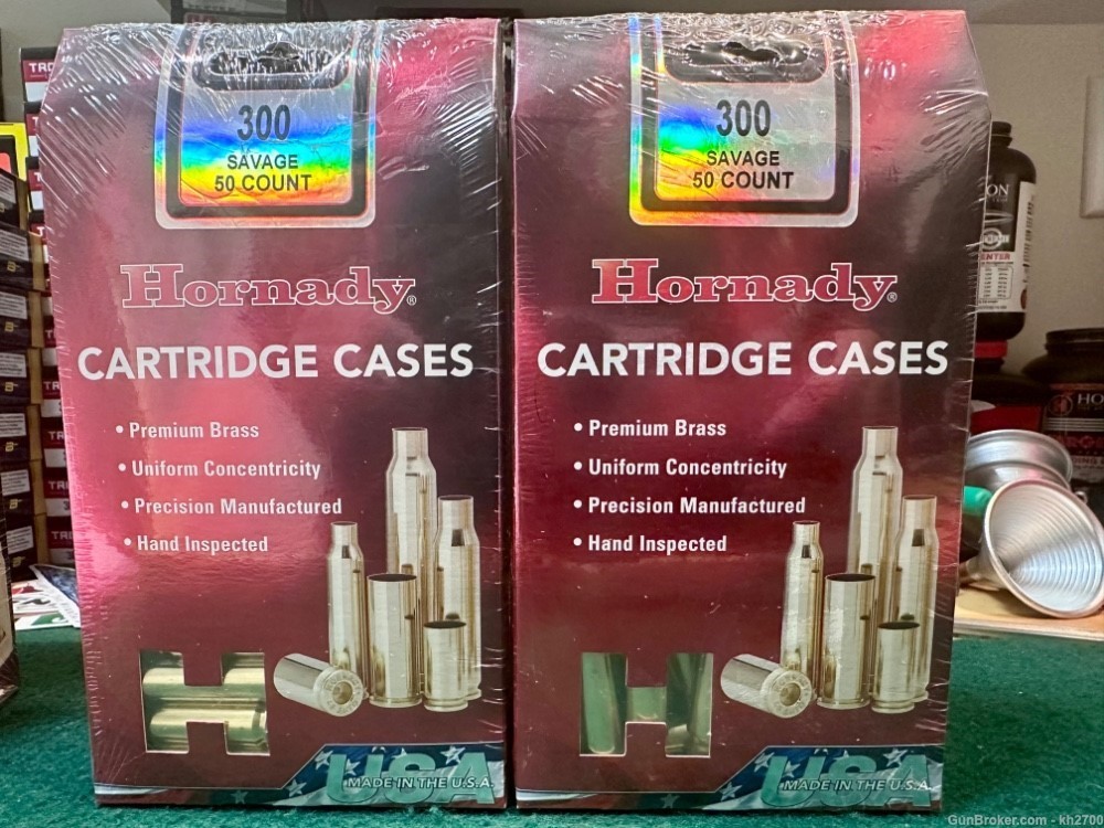 100 pieces of 300 Savage brass by Hornady, unprimed cases. USA Made-img-0