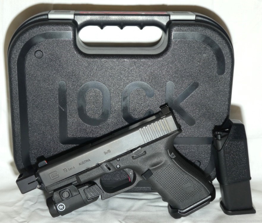 Glock 19 Gen 4 9MM Semi Auto Pistol w/Compensator & Crimson Trace Light-img-0