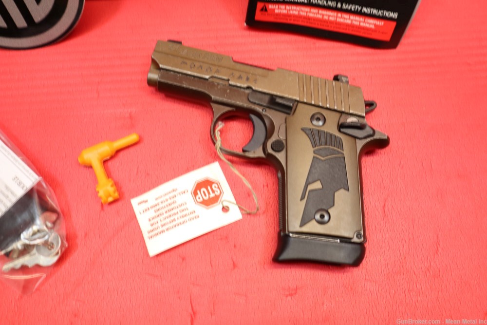 Sig Sauer 938 Spartan II 9mm Distressed Coyote Molon Labe PENNY START -img-3