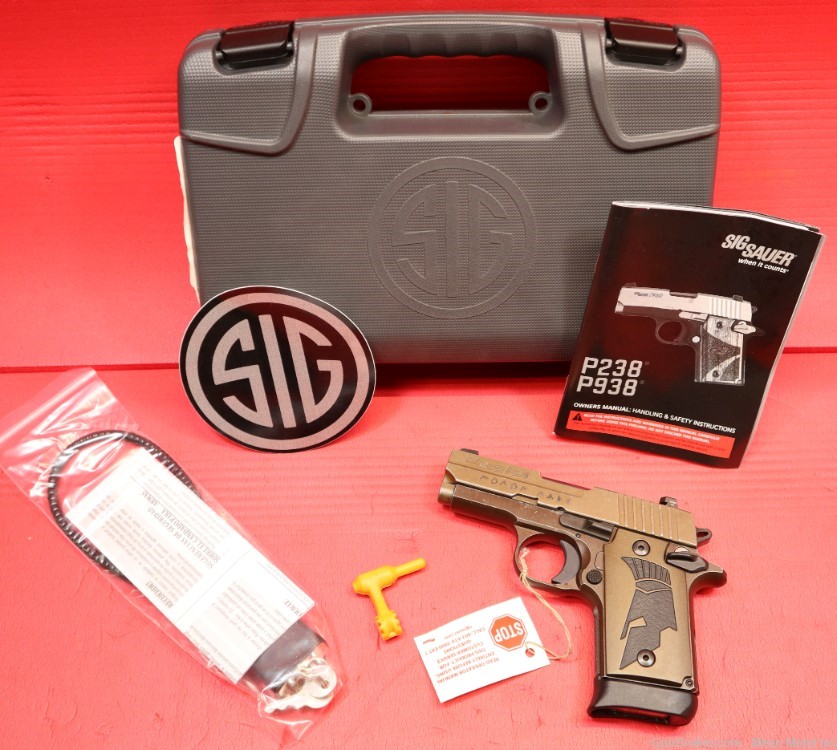 Sig Sauer 938 Spartan II 9mm Distressed Coyote Molon Labe PENNY START -img-0