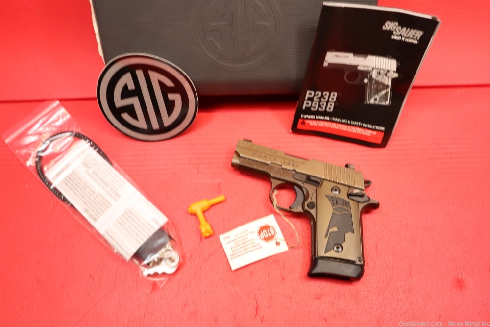 Sig Sauer 938 Spartan II 9mm Distressed Coyote Molon Labe PENNY START -img-2