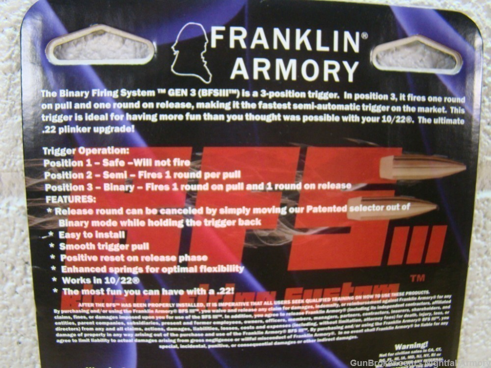 Franklin BFSIII 10/22 Binary Trigger w 500 rds Remington Thunderbolt .22LR-img-6