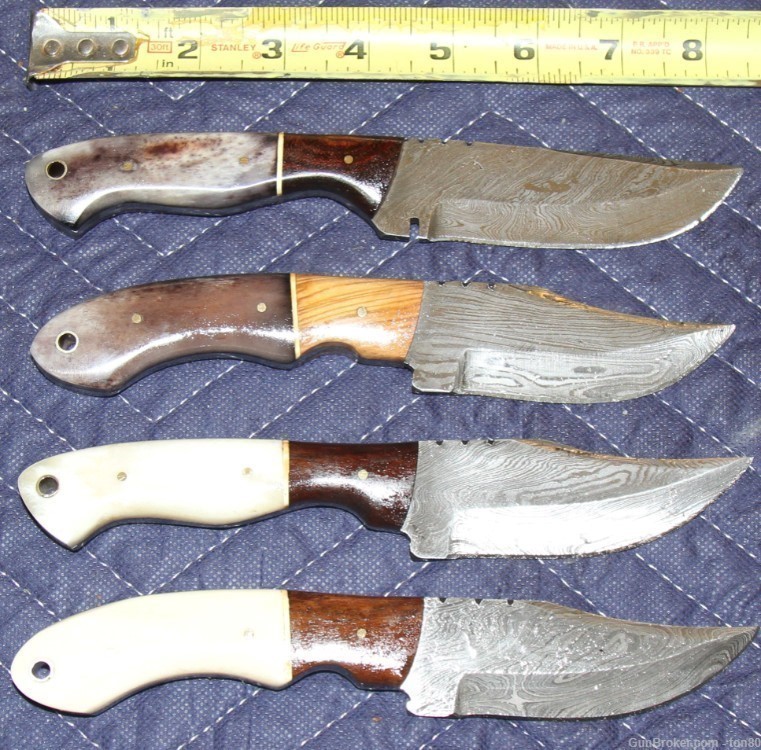 4 CUSTOM HUNTING KNIVES DAMASCUS STEEL-img-0