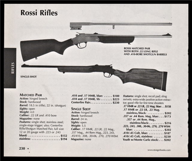2004 ROSSI Matched Pair-Single Shot Rifle PRINT AD-img-0