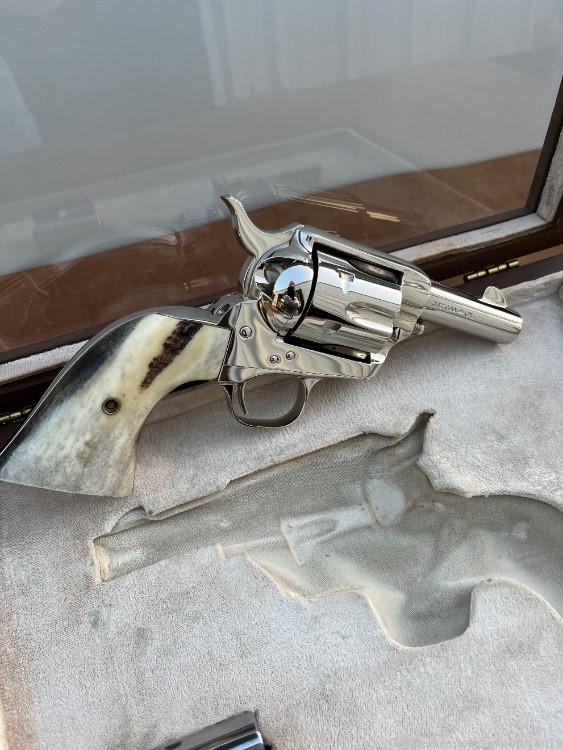 ULTRA RARE Colt Sheriffs Model 44-40 NICKEL w/Stags CASED NO RESERVE -img-12
