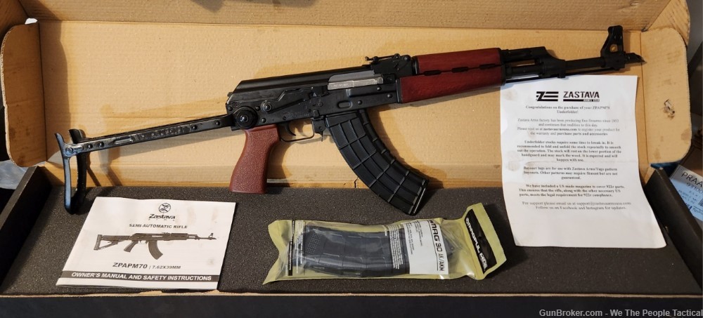 Zastava ZPAP M70 7.62X39 AK47 Rifle Serbian Red Wood Underfolding Stock NEW-img-0