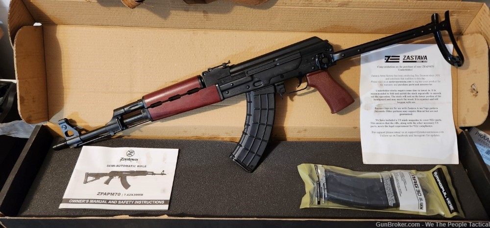 Zastava ZPAP M70 7.62X39 AK47 Rifle Serbian Red Wood Underfolding Stock NEW-img-1