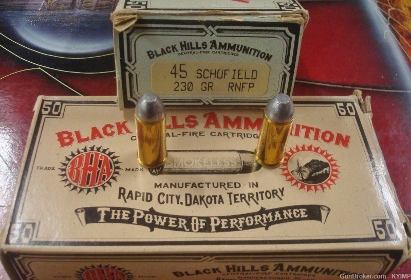 100 BLACK HILLS .45 SCHOFIELD 230 grain RNFP NEW Cowboy brass cased ammo-img-3