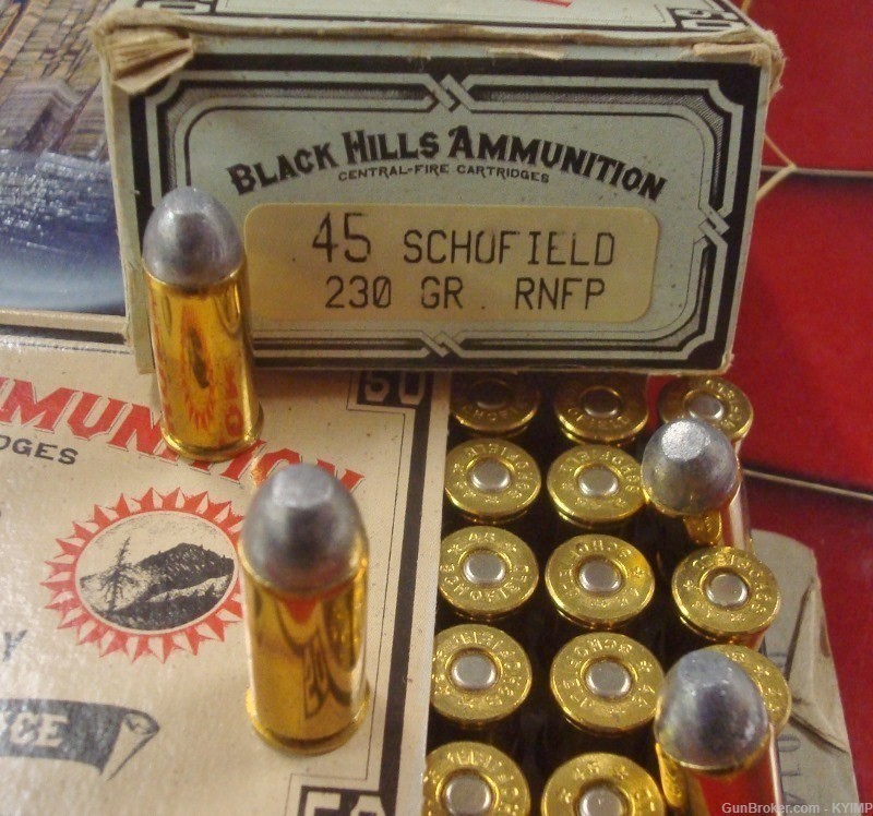 100 BLACK HILLS .45 SCHOFIELD 230 grain RNFP NEW Cowboy brass cased ammo-img-0