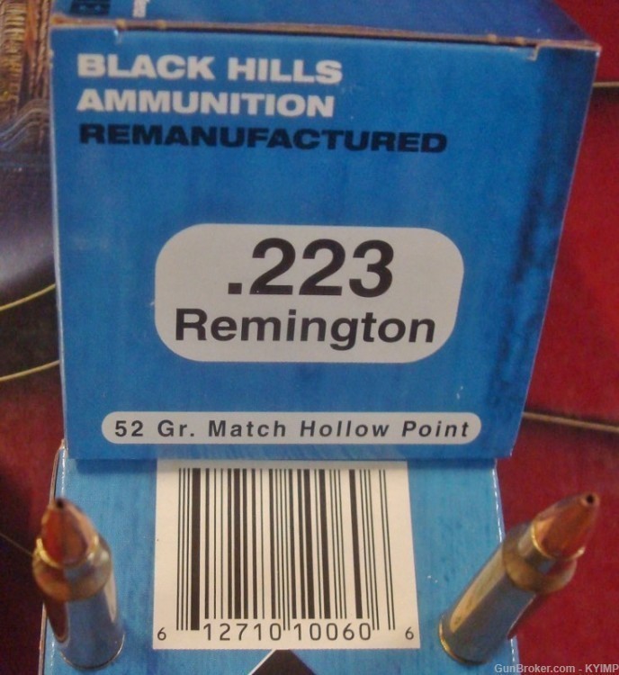 100 BLACK HILLS .223 H.P. 52 grain MATCH brass cased ammunition-img-2