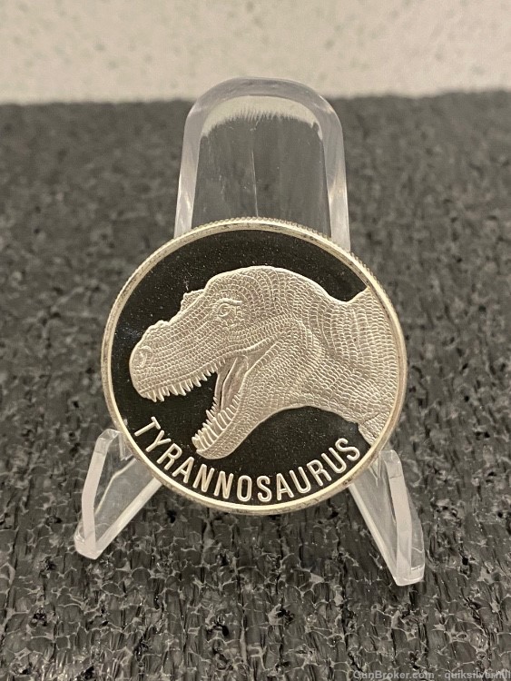 Cool 1 Troy Ounce Silver Tyrannosaurus Rex Round .999 Fine!-img-0