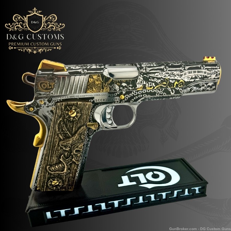 Colt 1911 45acp Pirate engraved collectors series w/ custom grips-img-1