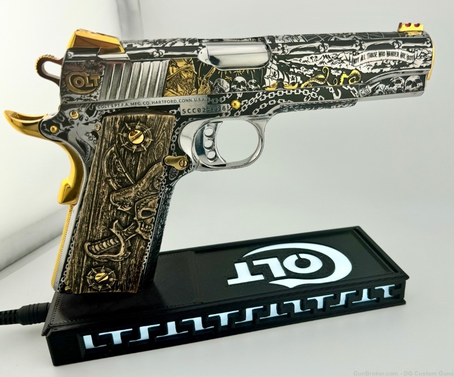 Colt 1911 45acp Pirate engraved collectors series w/ custom grips-img-8