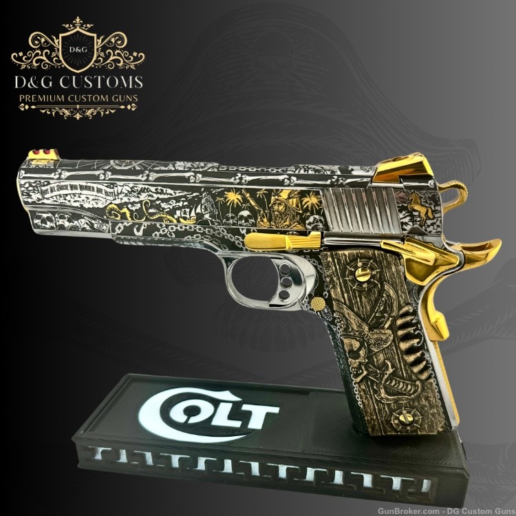 Colt 1911 45acp Pirate engraved collectors series w/ custom grips-img-0