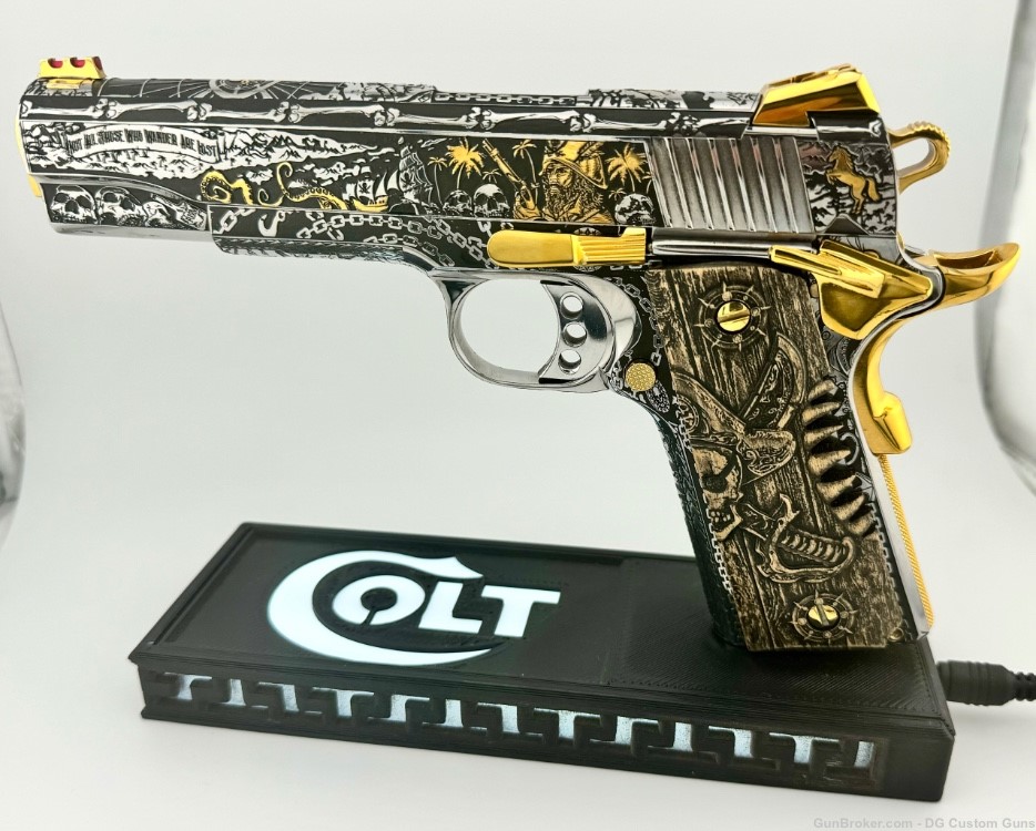 Colt 1911 45acp Pirate engraved collectors series w/ custom grips-img-9