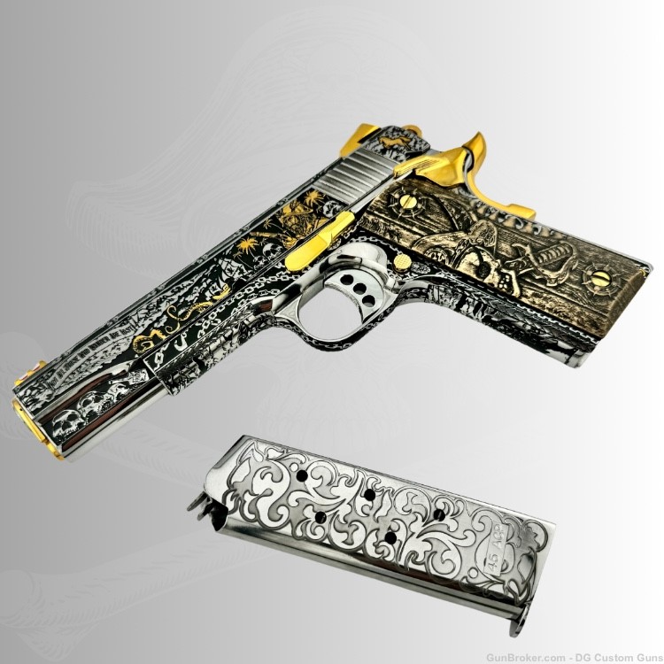 Colt 1911 45acp Pirate engraved collectors series w/ custom grips-img-5