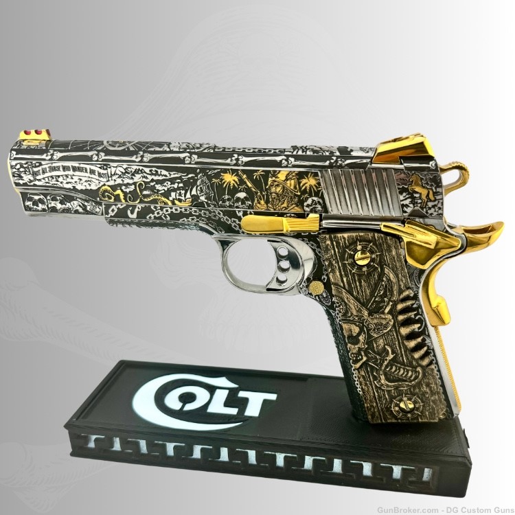 Colt 1911 45acp Pirate engraved collectors series w/ custom grips-img-6