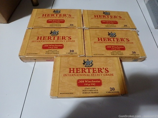 95 RDS OF 308 WINCHESTER IN HERTERS AMMO 150 GR FMJ -img-0