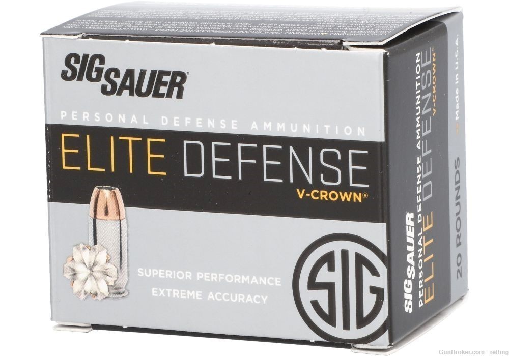 Sig Sauer 357 Mag Elite V-Crown JHP E357M1-20 Case of 200 Rounds-img-0