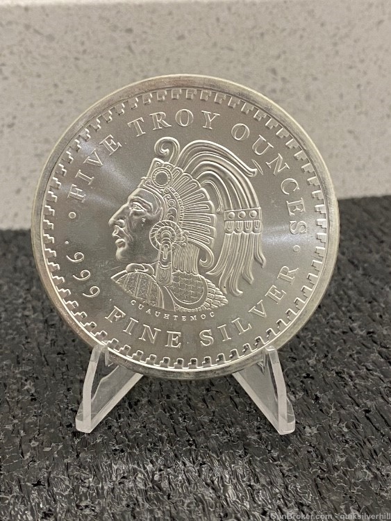 Beautiful 5 Troy Ounce Silver Aztec Round-img-0