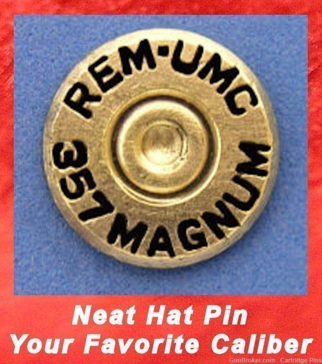 Remington REM-UMC 357 MAGNUM Ni  Cartridge Hat Pin  Tie Tac  Ammo Bullet-img-1